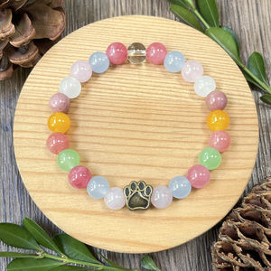 Ungu Biru bergaris batu akik Lapis batu Lazuli gelang kaki anjing elastis trendi manik-manik hadiah Buddha pola bentuk bola - Product Image 3