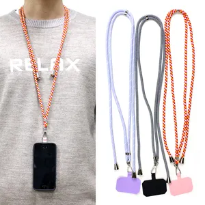 Custom Nylon Polyester Strap Neck Thick Detachable For Case Patch Long Crossbody Shoulder Woven Mobile Cell Phone Lanyard Rope