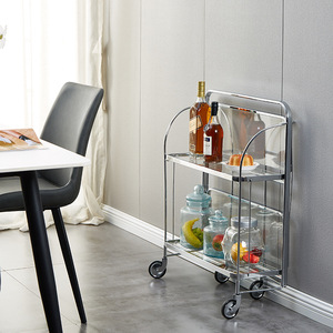 Chariot de service pliable, appareil de cuisine d'hôtel, chariot de service alimentaire, à roulettes, chariot à main, chariot de salle à manger en verre - Product Image 4
