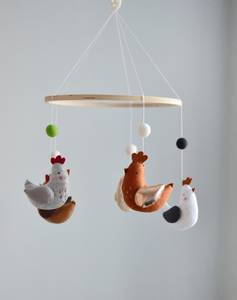 Accesorios para habitación de bebé, animales suaves neutros, granja, pollo, bolas de lana de fieltro, cama, cuna, móviles para bebé - Product Image 5