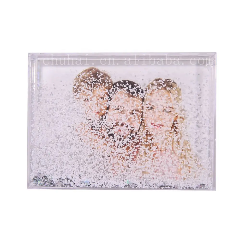 5x7 Snow Globe Acrylic Photo Frame Water Glitter Plastic Frame for Photo Insert for Photo Enlargement