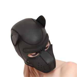 Capuche de Bondage en cuir PU noir, tête <span class=keywords><strong>d</strong></span>'oeil de couverture <span class=keywords><strong>d</strong></span>étachable pour le jeu adulte unisexe, masques sexuels BDSM - Product Image 3