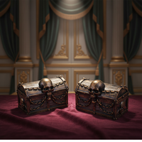 Coffret au trésor miniature en résine personnalisée OEM, crâne de pirate viking en relief, décoration d'intérieur, boîte de rangement