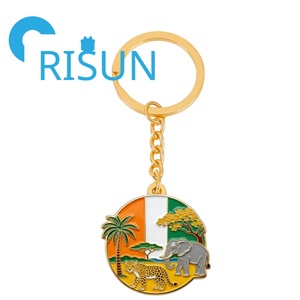 Porte-clés Souvenir en Métal Carte Drapeau Pays Africain Côte d'Ivoire Afrique Personnalisé - Product Image 4