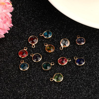 Breloques en pierre de naissance en cristal de 6mm plaqué or, petits pendentifs ronds en verre, accessoires de bijoux pour la fabrication de bracelets faits à la main