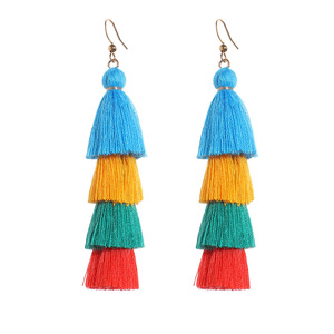 Bohemian <b>Tassel</b> <b>Earrings</b> Linen Thread Drop <b>Earrings</b> For Women Party Fashion Dangle Jewelry 2024 - Product Image 5