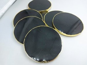 Black <b>Agate</b> Stone <b>Coaster</b> Round Natural Crystal Drink Mat Hand Carved Gift Decor - Product Image 1