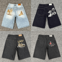 Shorts en jean pour hommes de haute qualité, style baggy, broderie graphique personnalisée, denim Y2K, hip hop, Derschutze, pour l'été