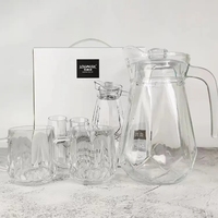 Nouveau Pichet à Eau et à Lait en Verre Borosilicate Transparent de 1200 ml + 4 x 300 ml, Ensemble Théière avec Coffret Cadeau – Vente en Gros