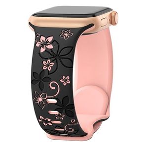 Correa de Reloj de Silicona de Doble Color para Apple Watch 10 Ultra 1/2 con Textura de Flor de Bauhinia Grabada con Láser - Product Image 2