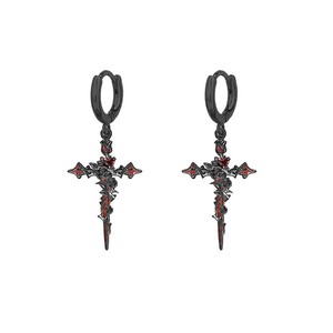 Boucles d'oreilles pendantes croix personnalisées pour hommes et femmes, créoles à épines tendance, bijoux à porter au quotidien - Product Image 4