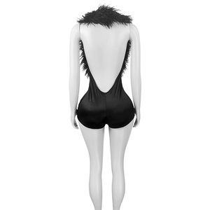 Verano Halter cuello en V Bodycon mamelucos cortos mujeres piel <span class=keywords><strong>mono</strong></span> sin espalda <span class=keywords><strong>blanco</strong></span> Sexy calle <span class=keywords><strong>fiesta</strong></span> una pieza cuerpo monos señoras - Product Image 4