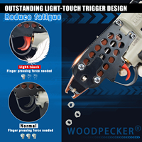 Agrafeuse pneumatique industrielle WOODPECKER C-760FRT à vitesse variable, pour agrafes de type 'Hog Ring', calibre 16, couronne de 1/2 pouce, corps en aluminium