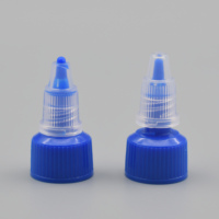 Usine OEM 18 20 24 28mm Bleu Plastique PP Bouche Vis Pointue Twist Top Off Distributeur Bec Bouchon pour Confiture D'encre Cheveux Gel Bouteille D'huile