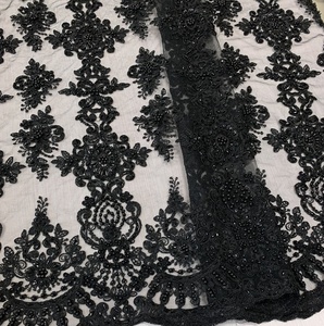 Top Eco-Friendly Fashion Allover Heavy Beaded Hand Embroidery Lace Tulle Wedding Party Dress Fabric Best Selling <strong>Ladies</strong> Dress - Product Image 5