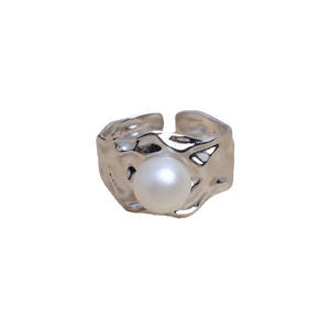 Bague ajustable en argent S925, design extraterrestre ouvert, avec support pour perles 7-10, accessoires de bijouterie et composants - 5098 - Product Image 2