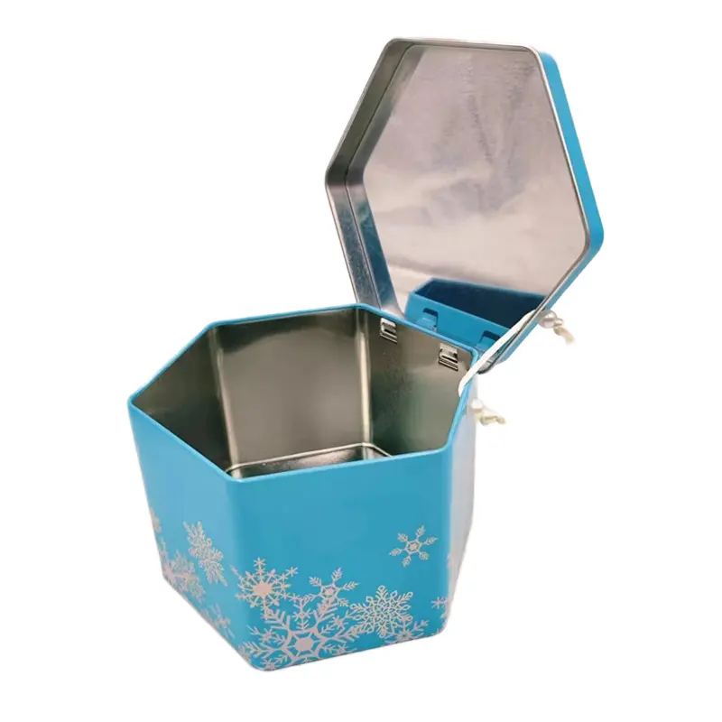 Recyclable Packaging Box Jewelry Box Luxury Custom Logo Metal Tin Can With Hinge