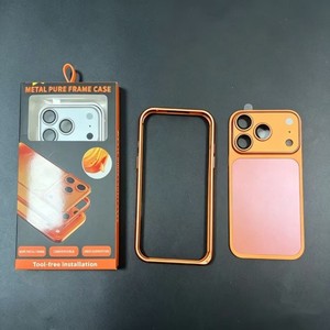 Coque de téléphone portable en métal avec cadre de couleur originale pour iPhone 16 15 14, convertible en coque 17 Pro Max, dos givré avec logo - Product Image 5