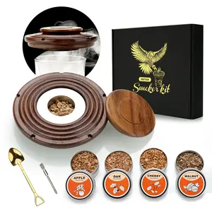 Cocktail Smoker Kit Räucherset mit 4 Holzspänen Altmodisches Whisky Smoker Drinks Kit mit Farbbox Cocktail zubehör