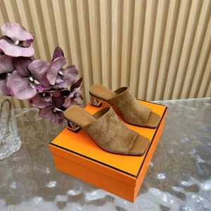 Sandalias de Cuero para Mujer, Punta Cuadrada, Tacón Grueso de Metal de 6 cm, Zapatos de Tacón Alto para Fiesta de Verano, Mules Formales Sin Cordones, Resistentes - Product Image 5