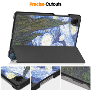 Étui pour <span class=keywords><strong>tablette</strong></span> en cuir PU à trois plis avec impression personnalisée pour <span class=keywords><strong>Samsung</strong></span> Galaxy Tab A9 8,7 pouces 2023 SM-X110 X115 A9 Plus - Product Image 4