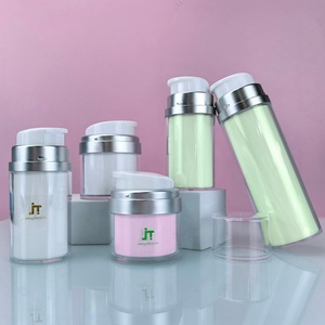 Pot cosmétique de luxe en acrylique avec pompe airless 15g 30g 50g 100g – Blanc et Argent – Pots à crème airless - Product Image 4