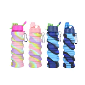 THEONE Wholesale Eco-friendly Bpa Free Custom Logo Foldable Collapsible Sports Travel Silicon Water Bottle for Sport Adult