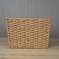 Opbergmand van papierkoord met uitgeknipte handgrepen, rechthoekige stijl, organizer voor keukenkast, plank, fruit, speelgoedopbergruimte