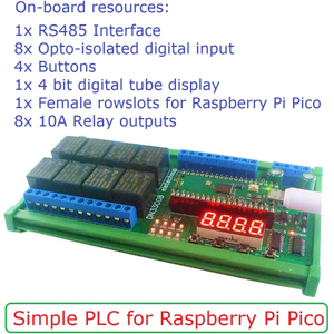 Módulo de Relé de Retardo Multifunción con Placa de Expansión de E/S PLC Simple RS485 de 8 Canales, DC 12V 24V, para RasPi RPI Pi Pico Python C++ - Product Image 5