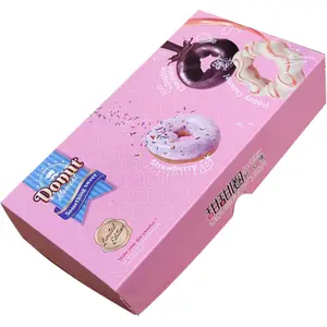 Caja de embalaje de donuts de fácil montaje para 1 ,2,3,4 donuts en forma de caja de pizza, venta al por mayor