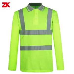 Long sleeve reflective polo shirt construction site reflective clothing