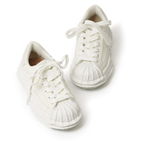 Sneakers Shell Toe Melted avec semelle épaisse en EVA, augmentant la hauteur, semelle souple, noir et blanc, respirantes, en cuir véritable, unisexes