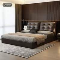 Lit en cuir rembourré de fabrication chinoise, lit king size, lit double, meubles de chambre à coucher modernes