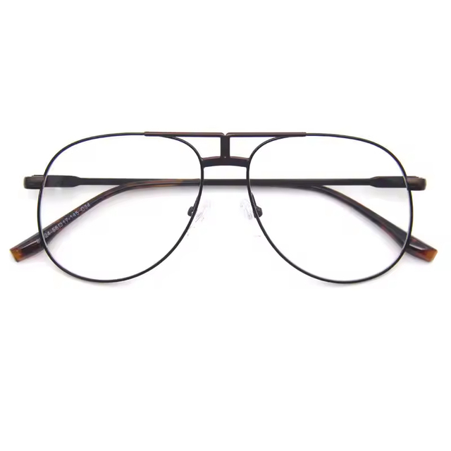 High Quality Unisex Stainless Steel Optical Prescription Glasses Ready Stock Eyewear Spectacle Frame with Printed Pattern