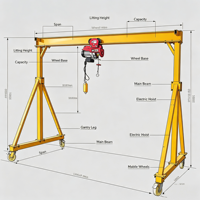 Atelier mobile, grue portique de chantier naval, 1-5 tonnes, extérieur, palan électrique de type A, moteur PLC, boîte de vitesses, hauteur réglable