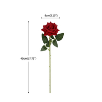 Vente flash - Décoration de mariage - Fleurs en velours - Roses rouges et blanches en vrac - Fleurs artificielles - Rose en velours à longue tige