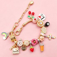 Groothandel DIY Geknoopte Schattige Kersen Aardbei Zwarte 8 Armband Wolk Taart Donut Hart Mode Sieraden