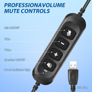 Auriculares USB con Micrófono para <span class=keywords><strong>Call</strong></span> <span class=keywords><strong>Center</strong></span>, Control por Cable, Auriculares Telefónicos, Venta <span class=keywords><strong>al</strong></span> Por Mayor - Product Image 4