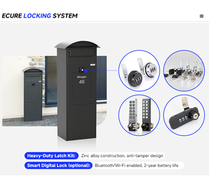 Boîte à colis autonome en acier étanche et antivol avec compatibilité POST pour usage domestique, approuvée pour les colis de boîte <span class=keywords><strong>aux</strong></span> <span class=keywords><strong>lettres</strong></span> - Product Image 3