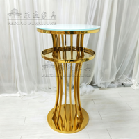 Table de bar en acier inoxydable doré de luxe pour banquet de mariage