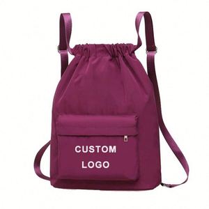 Sac à cordon promotionnel en polyester 210D pour le sport et la gym, sac à dos personnalisé avec poche zippée - Product Image 1