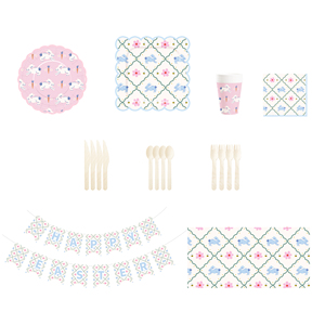 DAMAI <b>Easter</b> Bunny Theme Party Supplies Disposable Paper Plates 9 Inch Custom Napkin Blue with Flower Bunny Tableware Set - Product Image 5