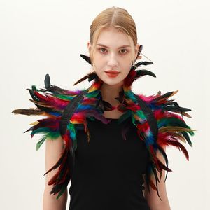 Écharpe de luxe en dentelle à plumes pour femme, style punk gothique, pour Halloween, cosplay, châle, cape, <span class=keywords><strong>col</strong></span> d'épaule, couleur personnalisée confortable - Product Image 3