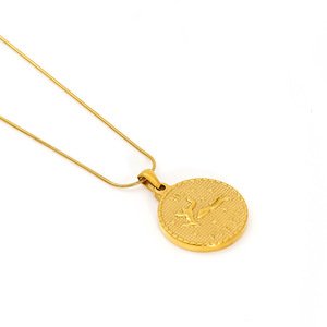 Pendentif PFT style vintage en acier inoxydable, <span class=keywords><strong>signe</strong></span> <span class=keywords><strong>du</strong></span> zodiaque, chaîne serpent plaquée or 18 carats, unisexe, cadeau de fête haut de gamme - Product Image 6