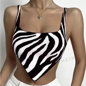 Canottiera interna corta lavorata a maglia con stampa zebrata <span class=keywords><strong>retrò</strong></span> alla moda <span class=keywords><strong>abbigliamento</strong></span> da <span class=keywords><strong>donna</strong></span> - Product Image 3