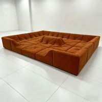 Ensemble de canapés modulaires de style Dune avec design carré inclinable - Canapé en tissu rembourré d'éponge pour les zones de jeux des enfants, les salons familiaux