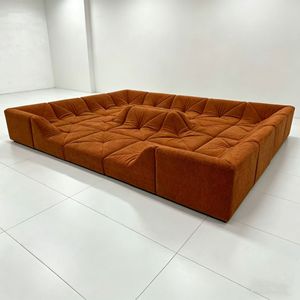Set di Divani Modulari Stile Dune <span class=keywords><strong>con</strong></span> Design Quadrato Reclinabile - <span class=keywords><strong>Divano</strong></span> Imbottito in Spugna per Aree Gioco per Bambini e Soggiorni Familiari - Product Image 2