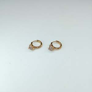 PVD Gold Plated 316L Stainless Steel Hoop <b>Earrings</b> With Clear Stone Fine Dangle Jewelry - Product Image 1