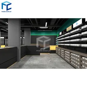 Vitrine à tabac en bois <span class=keywords><strong>sur</strong></span> <span class=keywords><strong>mesure</strong></span> éclairage Led personnalisé mobilier de magasin de cigares vente en gros conception de magasin de cigares fumés - Product Image 1