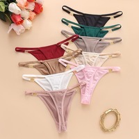 Luxuriöser Metall-Dekor Seiden-G-String Nahtlose Atmungsaktive Sexy Damenslips Hochwertige Damenunterwäsche Schicke Minimalistische T-Back Slips